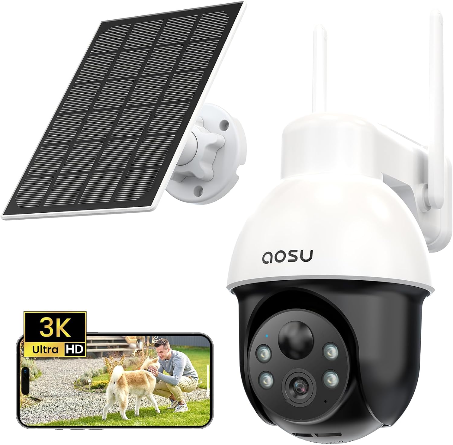Aosu Caméra PTZ Solaire 3K Auto-tracking 360°