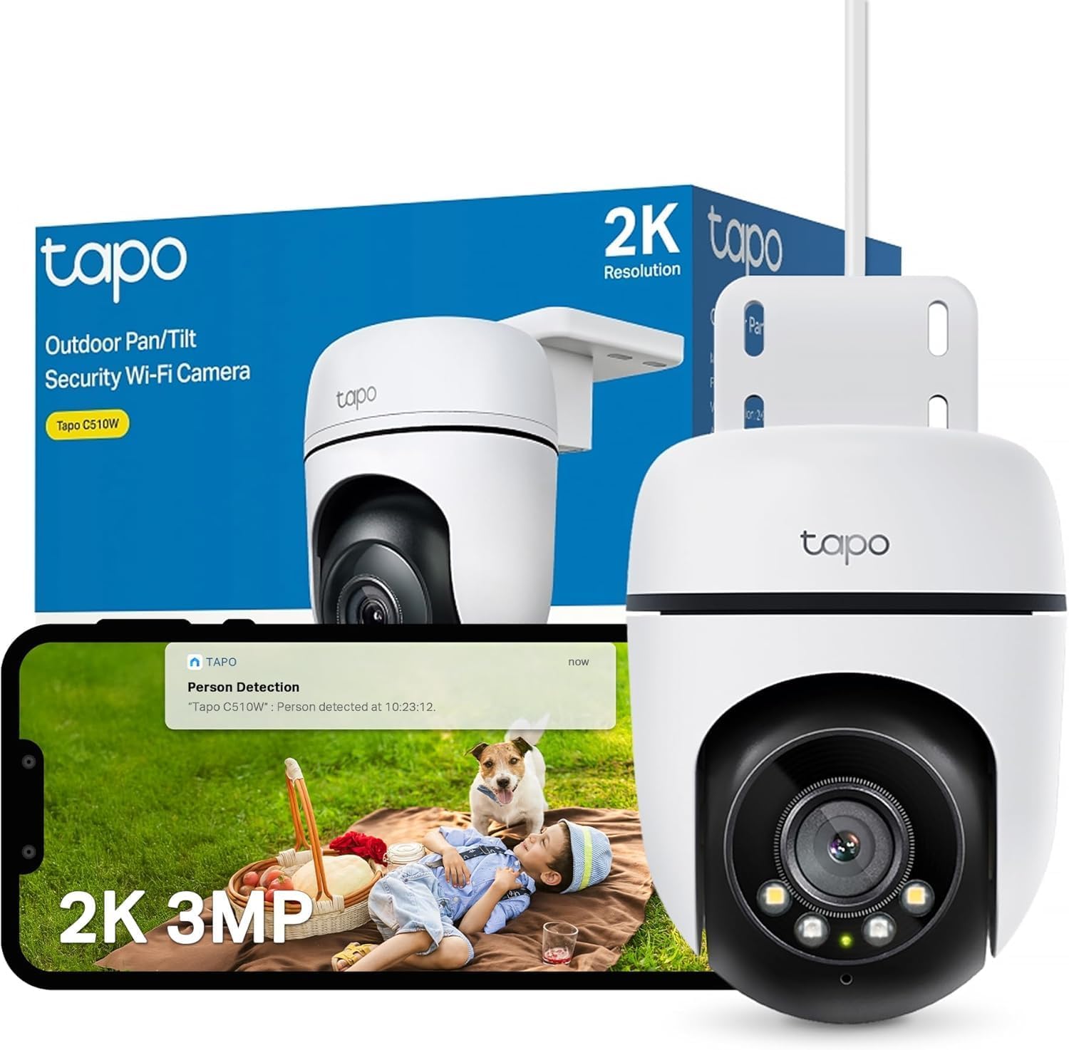 Tapo C510W 2K Caméra de Surveillance WiFi Extérieur 360°