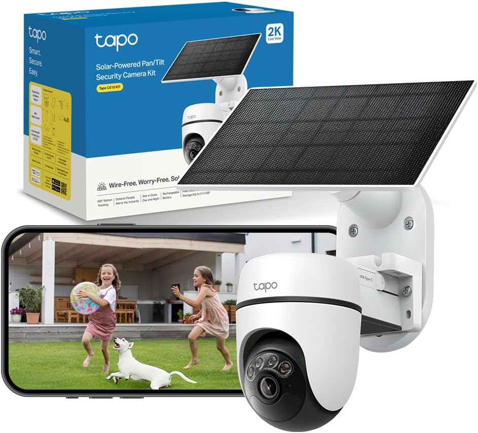 Tapo C610 Kit Caméra Solaire 2K PTZ 360° Sans Fil