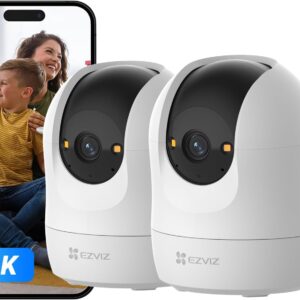 EZVIZ C6N G1 2K — Pack 2 Caméras Intérieures 360° WiFi avec Suivi Automatique