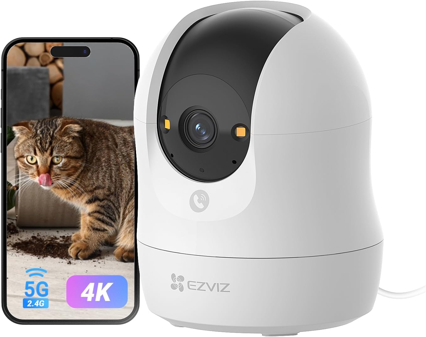EZVIZ C6N G1 4K (8MP) — Caméra IP intérieure 360° WiFi 6, vision nocturne couleur, suivi automatique
