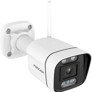 Foscam V5P — Caméra extérieure WiFi 5MP, projecteur et sirène (Blanc)