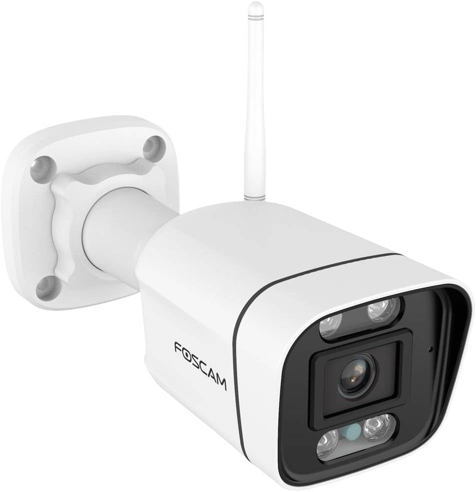 Foscam V5P — Caméra extérieure WiFi 5MP, projecteur et sirène (Blanc)