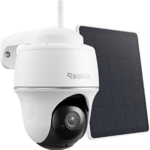 Reolink Argus PT Lite — Caméra PTZ solaire 2K (3MP) 360°, panneau solaire inclus, détection IA, sirène