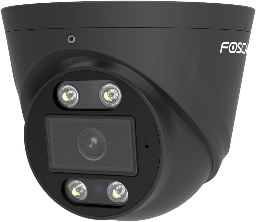 Foscam T8EP — Caméra IP extérieure 8MP 4K PoE, sirène et projecteurs, vision nocturne 20 m, IP66 (Noir)