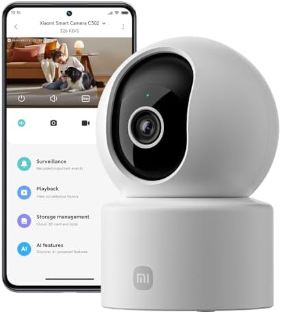 Xiaomi C302 — Caméra IP intérieure 2K 3MP 360°, Alexa
