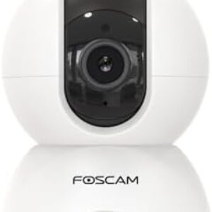 Foscam X5 Blanche — Caméra IP intérieure 5MP, PTZ 350°, zoom 6x, détection IA, Alexa & Google