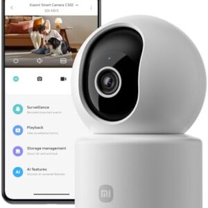 Xiaomi C302 — Caméra IP intérieure 2K 3MP, 360°, détection personnes & animaux, vision nocturne couleur, Alexa & Google, Wi-Fi 6