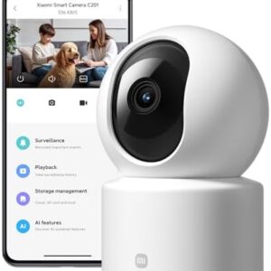 Xiaomi C201 — Caméra IP intérieure 360° HD 1080p, obturateur physique, audio bidirectionnel, Wi-Fi 6, sans abonnement